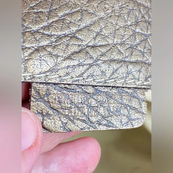 Claudia Firenze Handbag Pewter Metallic Leather Fur Chain Made in Italy - Picture 8 of 16